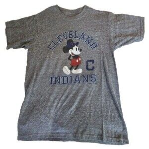 Fanatics MLB T-Shirt Medium Cleveland Indians Mickey Mouse Baseball Vintage